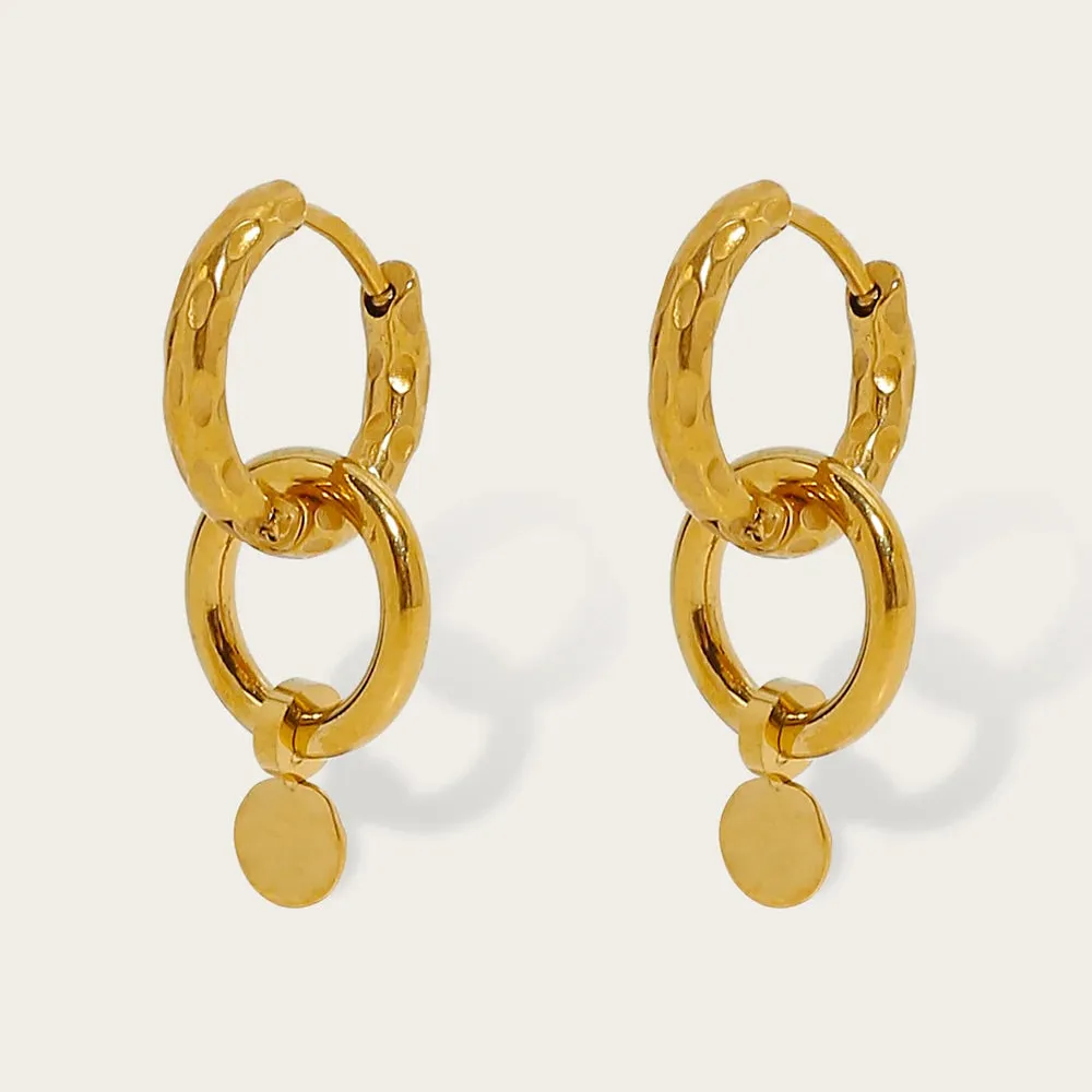 VAIGE Vintage Gothic 18K Gold-Plated Stainless Steel Waterproof Drop Earrings with Unique Geometric Design