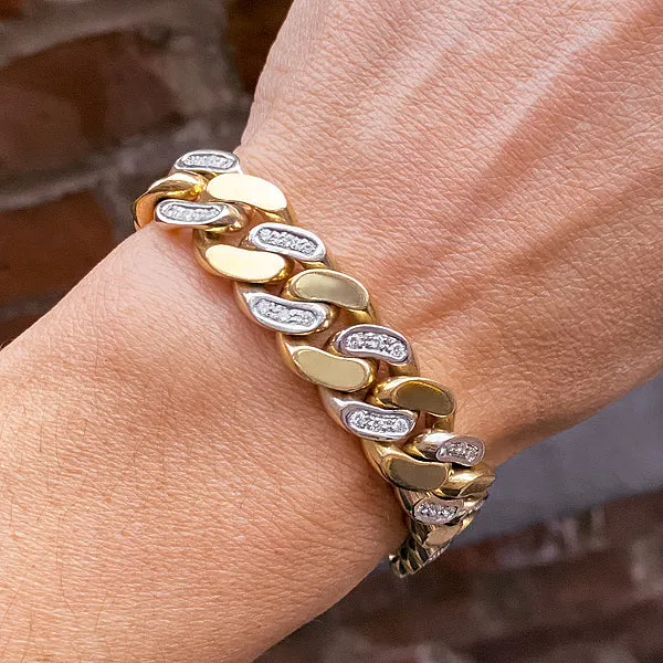 Vintage Curb Link Diamond Set Bracelet