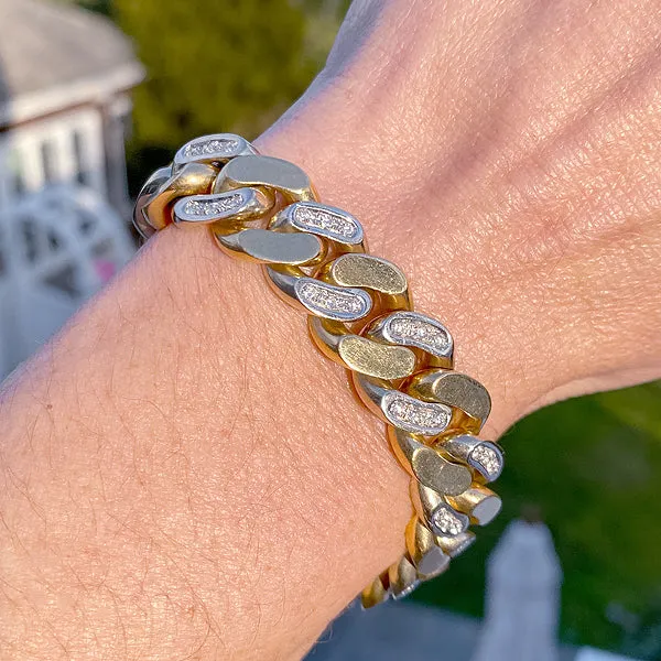 Vintage Curb Link Diamond Set Bracelet