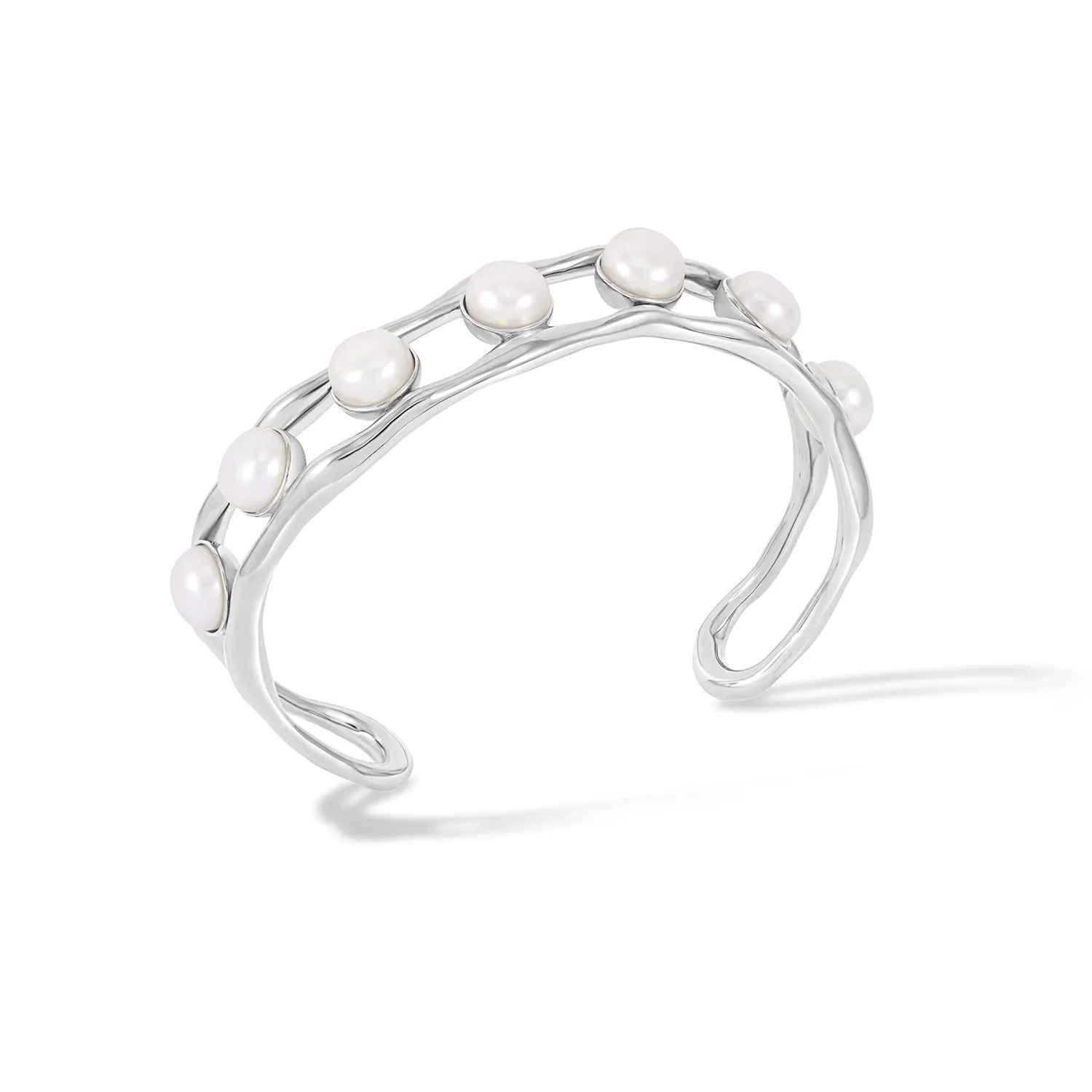 Waterfall White Freshwater Pearl Chunky Bangle