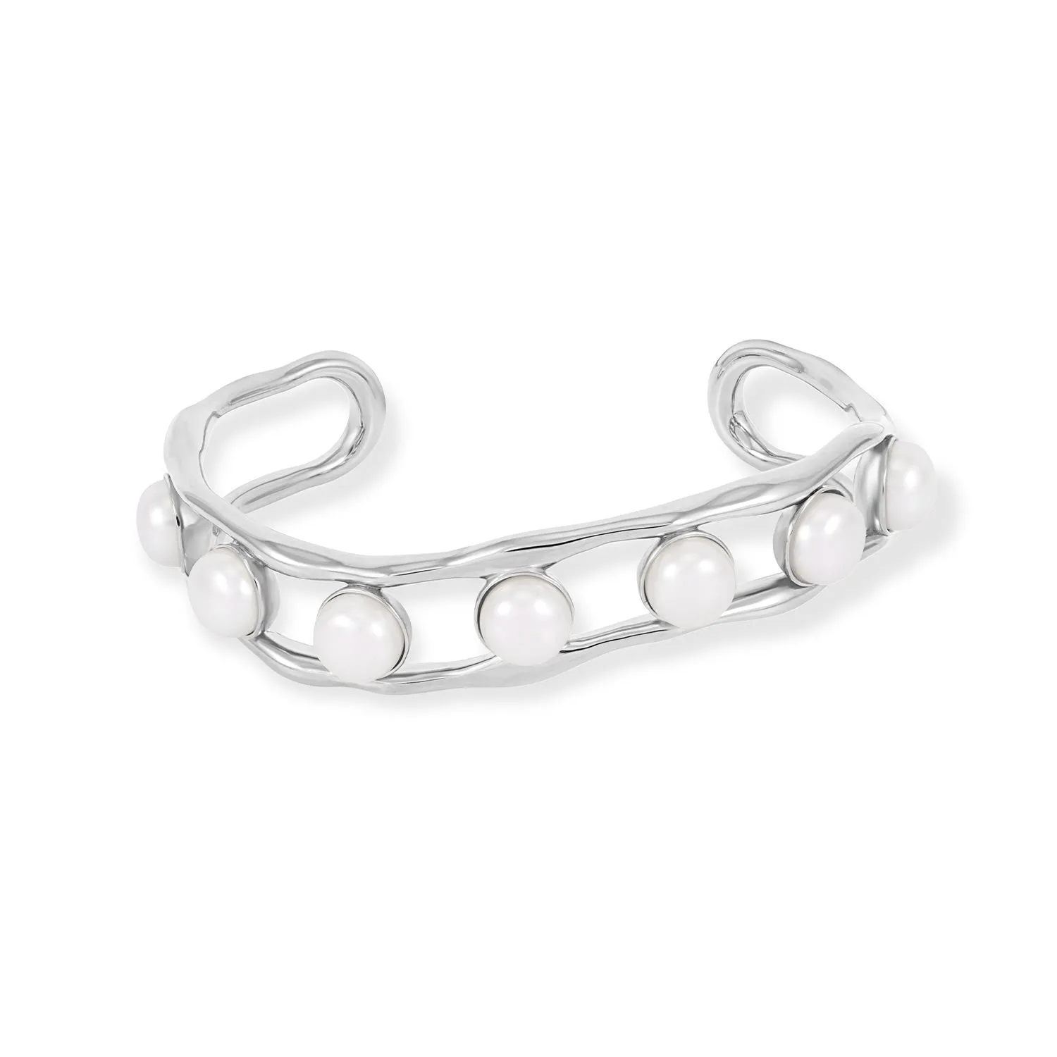 Waterfall White Freshwater Pearl Chunky Bangle