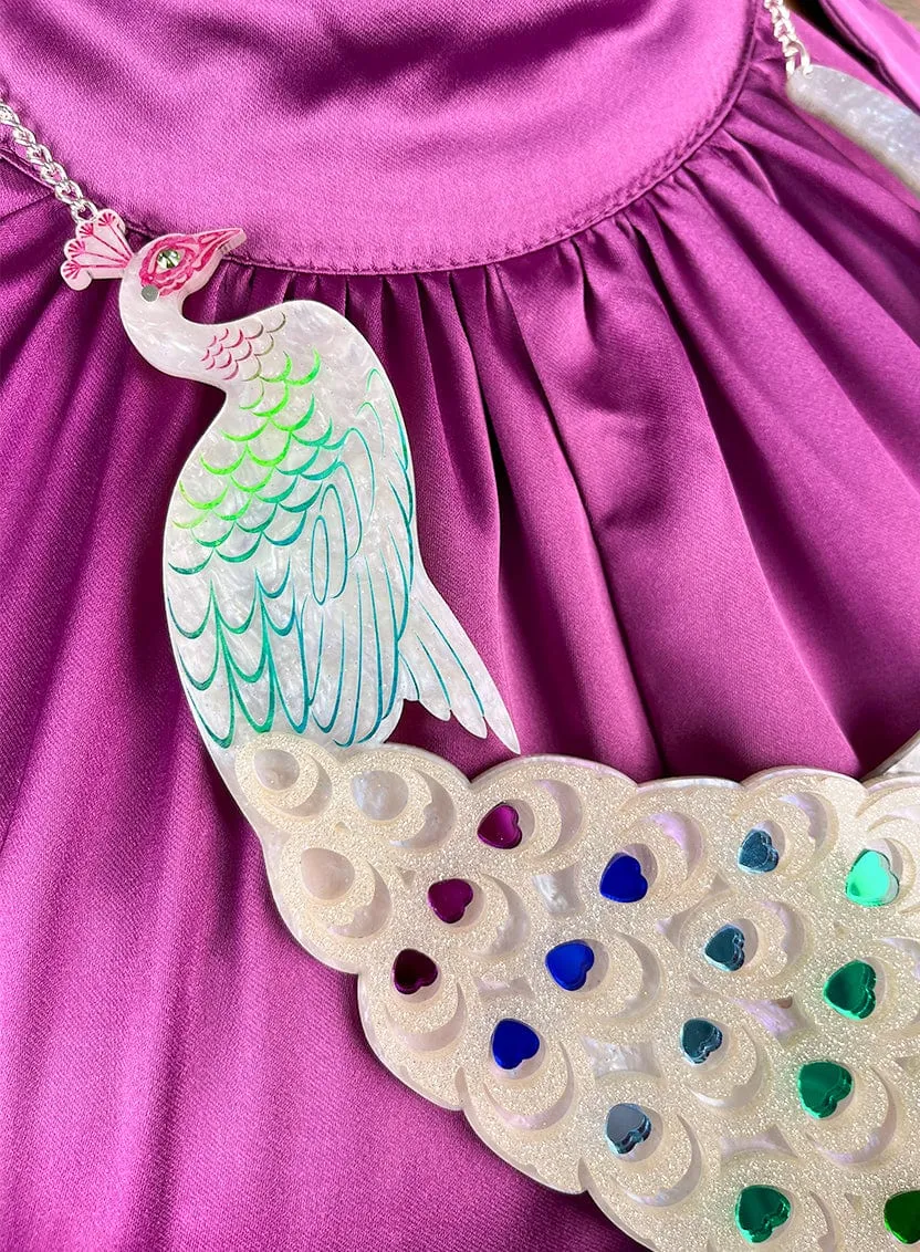 White Peacock Statement Necklace