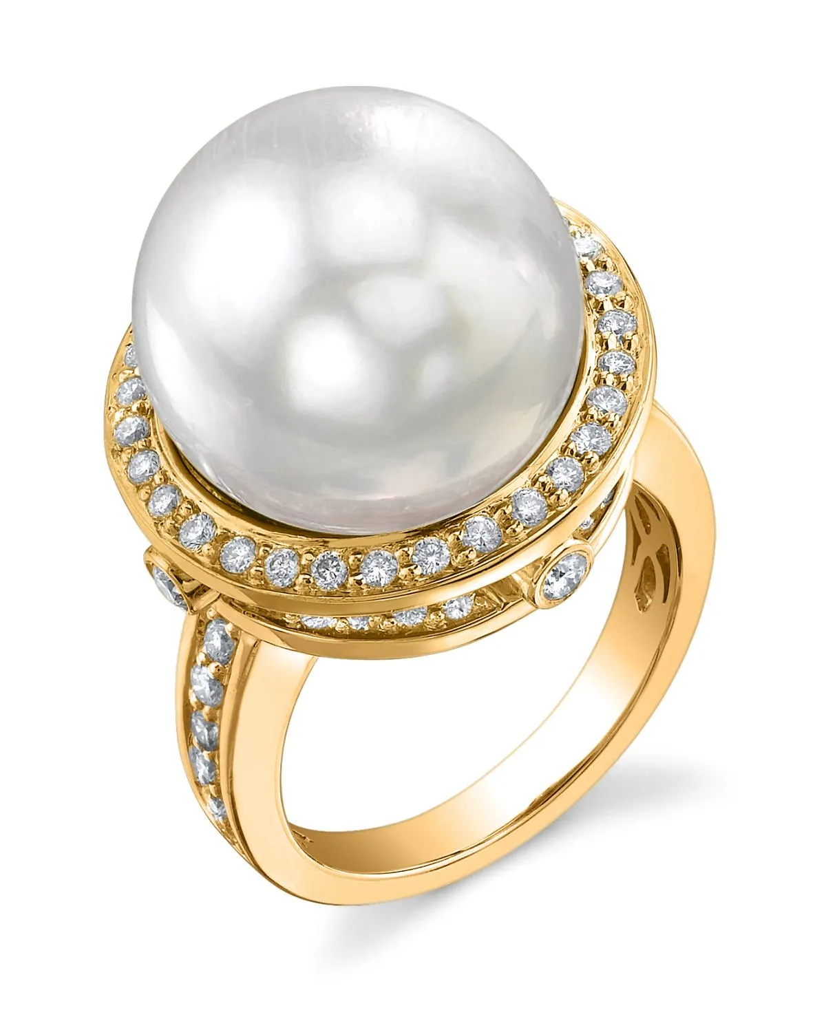 White South Sea Pearl & Diamond Nyx Cocktail Ring