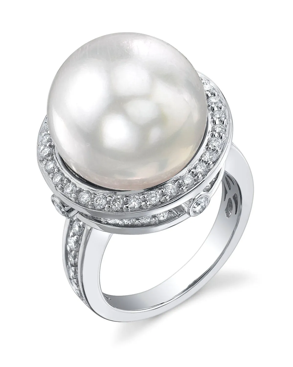 White South Sea Pearl & Diamond Nyx Cocktail Ring