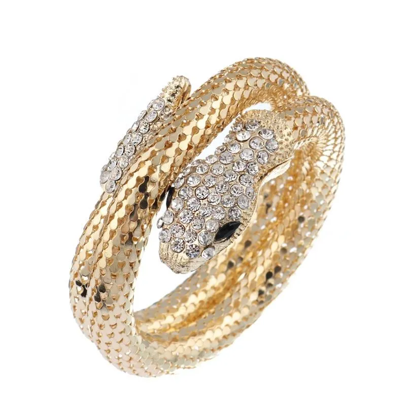 Women Vintage Crystal Cuff Snake Style Bangles