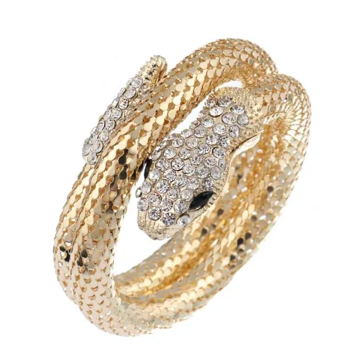 Women Vintage Crystal Cuff Snake Style Bangles