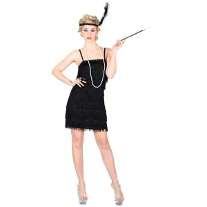 Womens Showtime Flapper Girl Black Halloween Costume