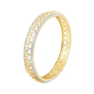 Yellow Chimes Classic Design 1 Pcs White AD/American Diamond Studded 18k Gold Plated Handcrafted Bangle for Women & Girls (2.8)