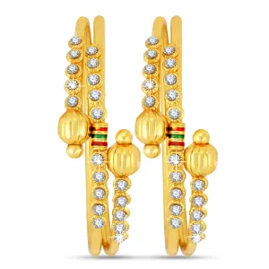 Yellow Chimes Designer CZ Victorian 2 Pc Gold Plated Traditional Bangles Set for Women